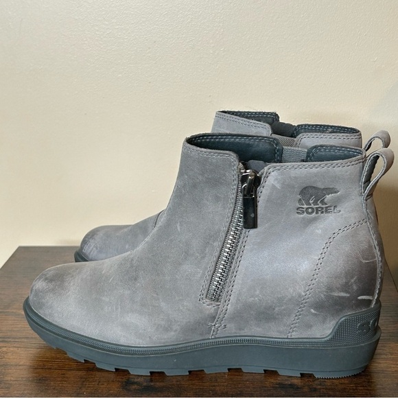 Sorel Women's Evie II Zip Wedge Booties Size 7 Quarry Grill - Picture 6 of 10